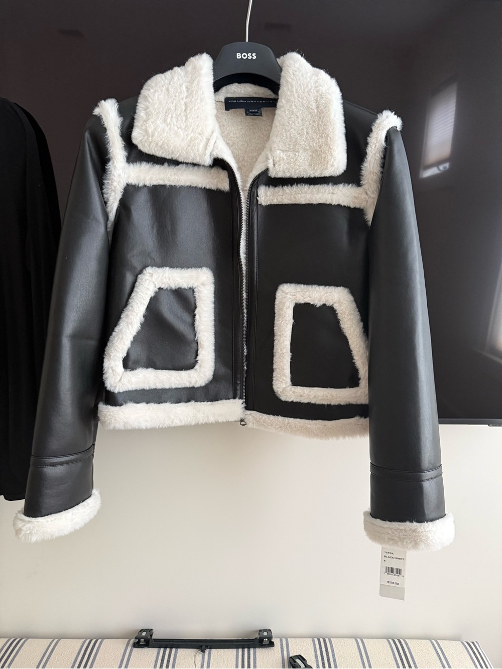 French Connection sz 8 faux leather moto jacket